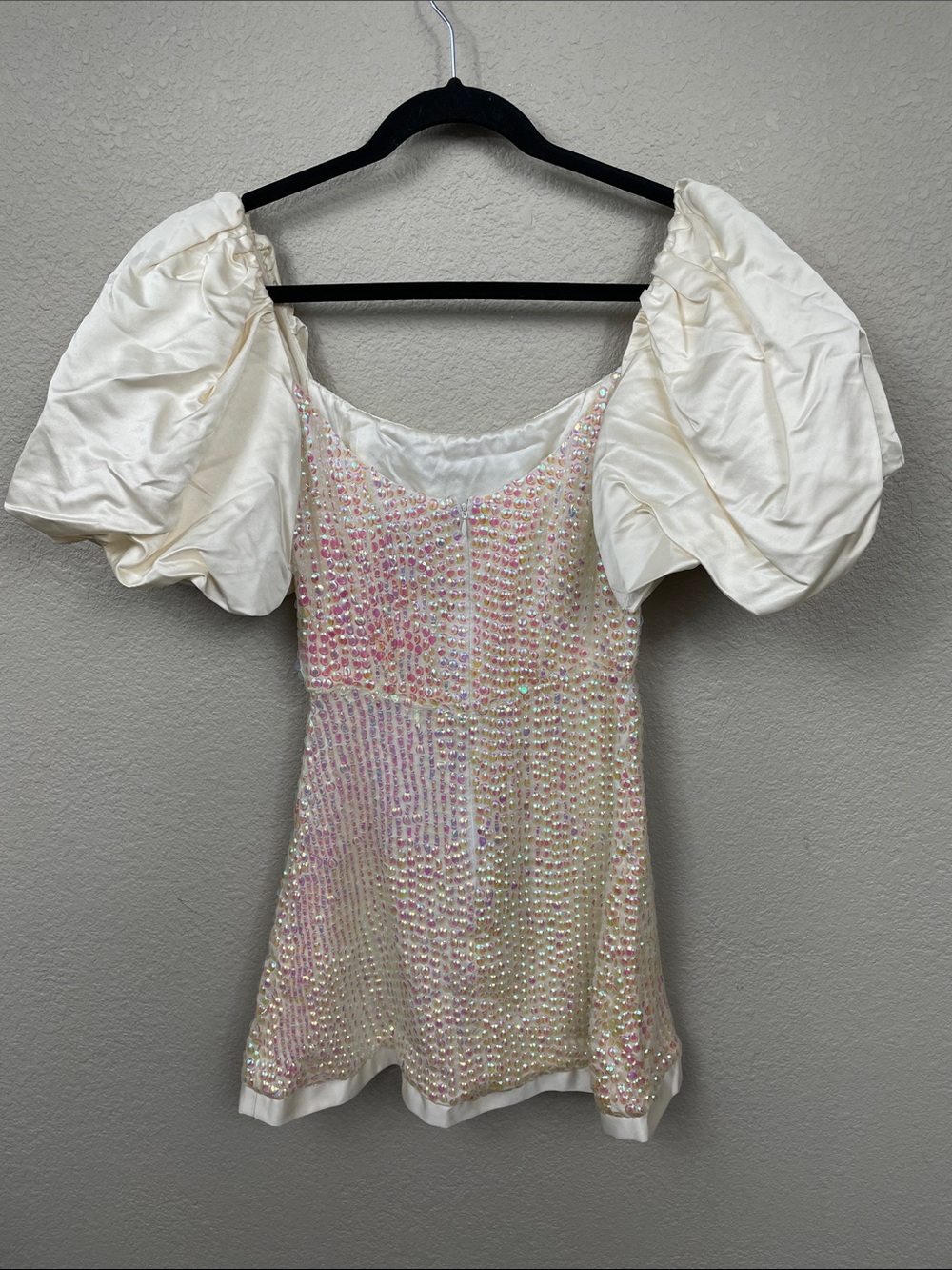 Nwt Markarian Cupid Puff Sleeve Sequin Mini Dress Opal Sz 0 — image 7 of 8